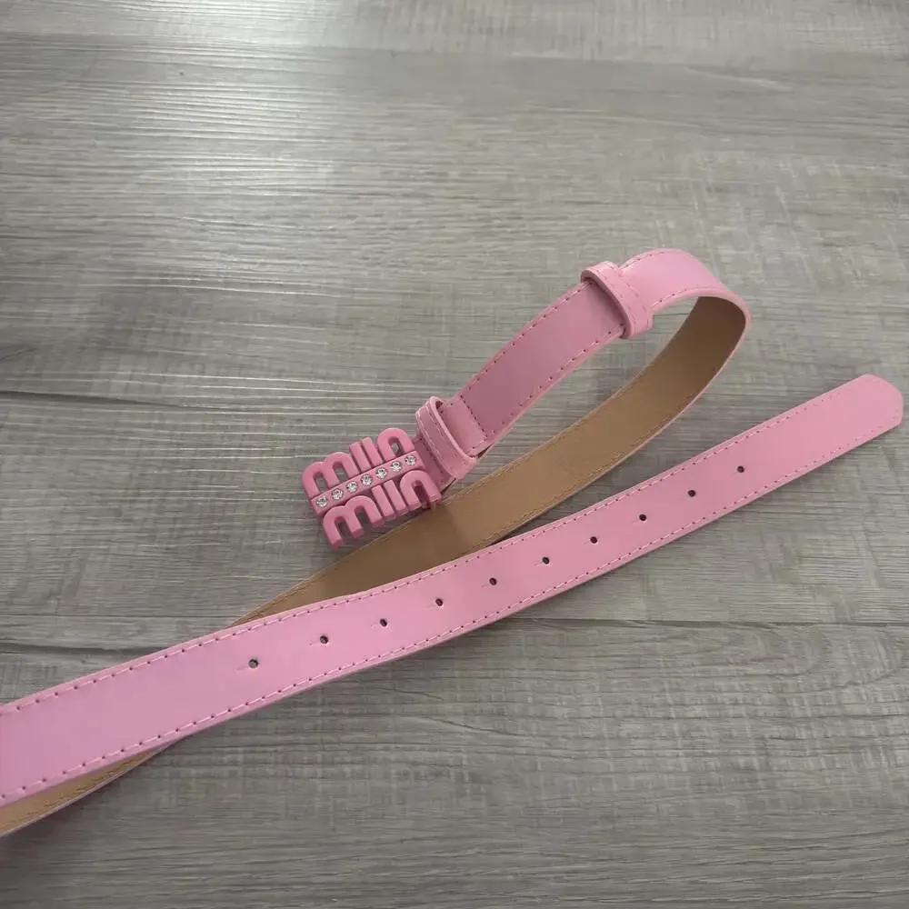 Miin Miin Pink Logo Buckle Rhinestone Embellished Waist Belt